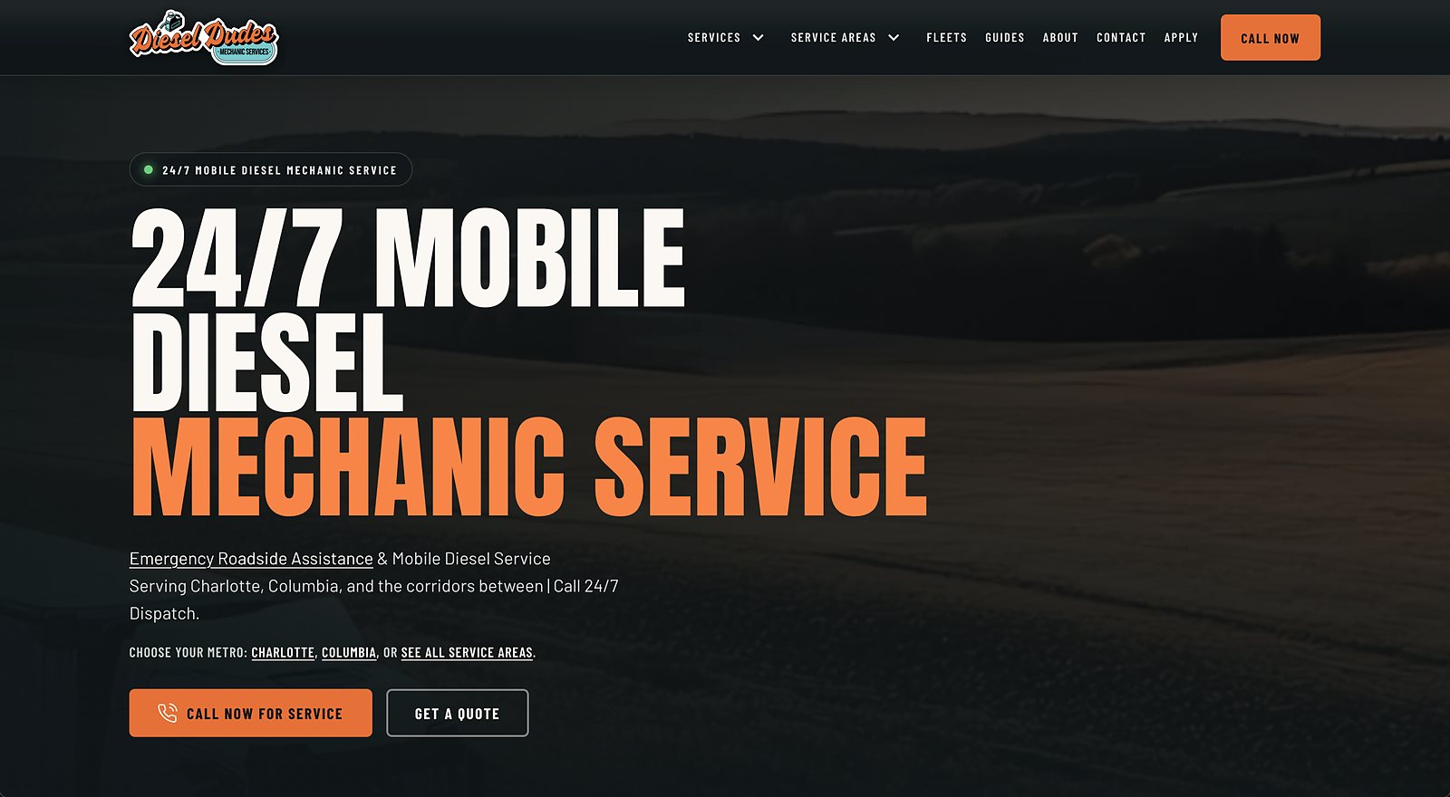 Diesel Dudes website homepage